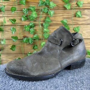 Born Women 8 Brown Suede Ankle Boots Buckle Strap Low‎ Heel Casual Comfort